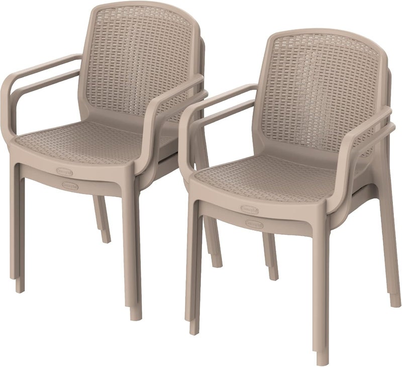 Cosmoplast Set of 4 Cedarattan Armchair, Warm Taupe - Image 2